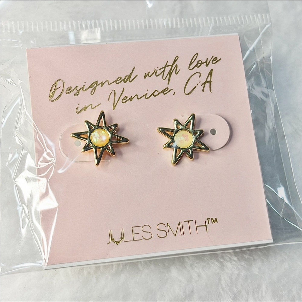 Jules Smith 14K Gold Opal Earrings Inner Goddess New - Picture 3 of 4